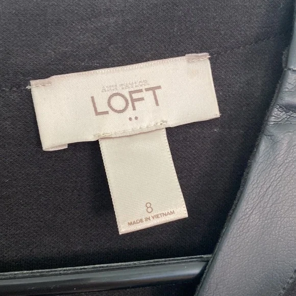 LOFT Sleeveless Black Dress With Beautiful Imitation Leather Detail - Picture 3 of 4